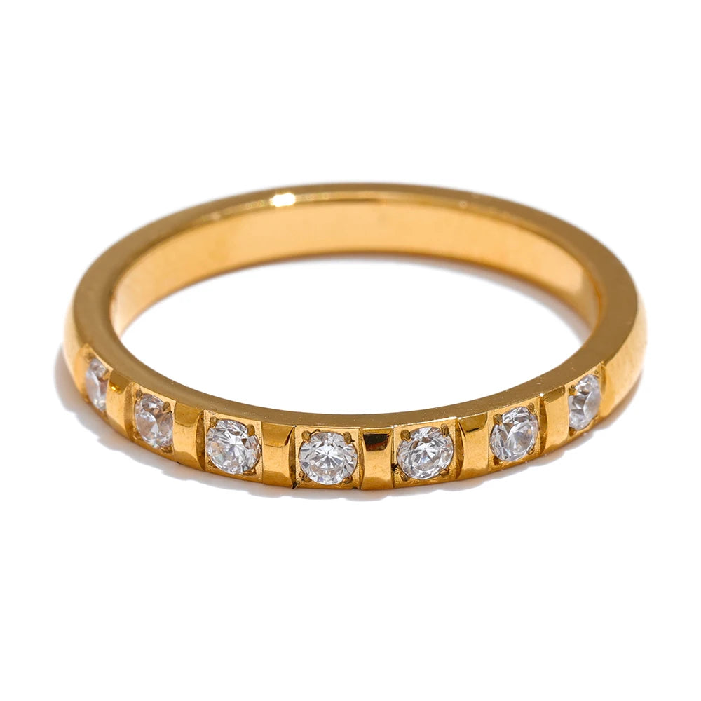 Anel Fino com Zircônia Banhado a Ouro 18k
