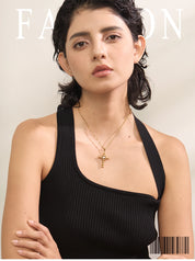 Colar com Pingente de Cruz Banhada a Ouro 18k