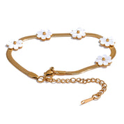 Conjunto de Colar e Pulseira com Flores Banhada a Ouro