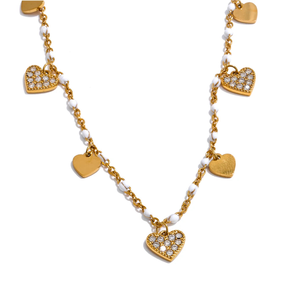 Colar de Coração com Zircônias Banhado a Ouro 18k
