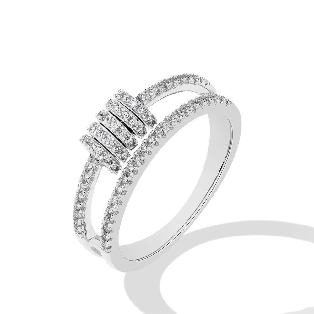 Anel de Moissanite Circular Banhada a Ouro 18k