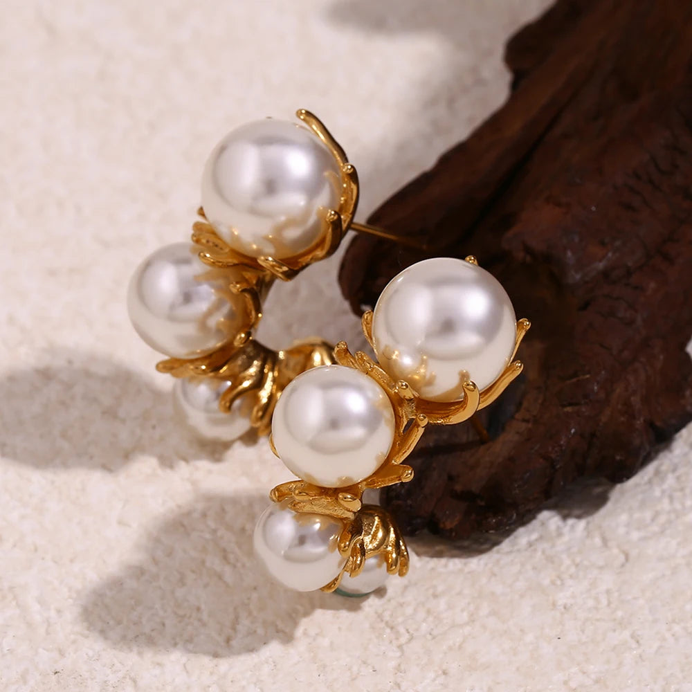 Brincos Margaridas de Pérola Banhado a Ouro