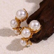 Brincos Margaridas de Pérola Banhado a Ouro