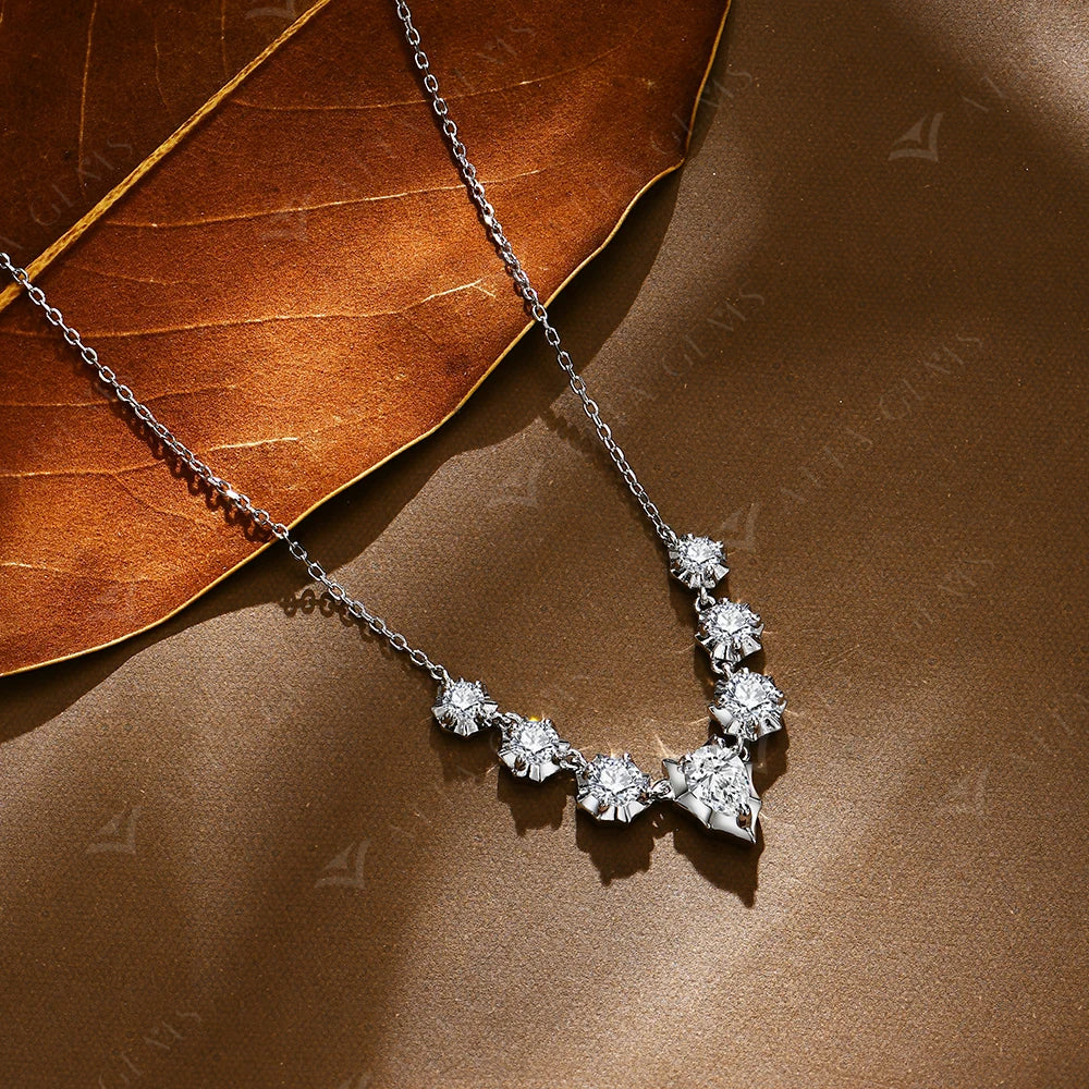 Colar de Moissanite Banhada a Ouro Branco 18K