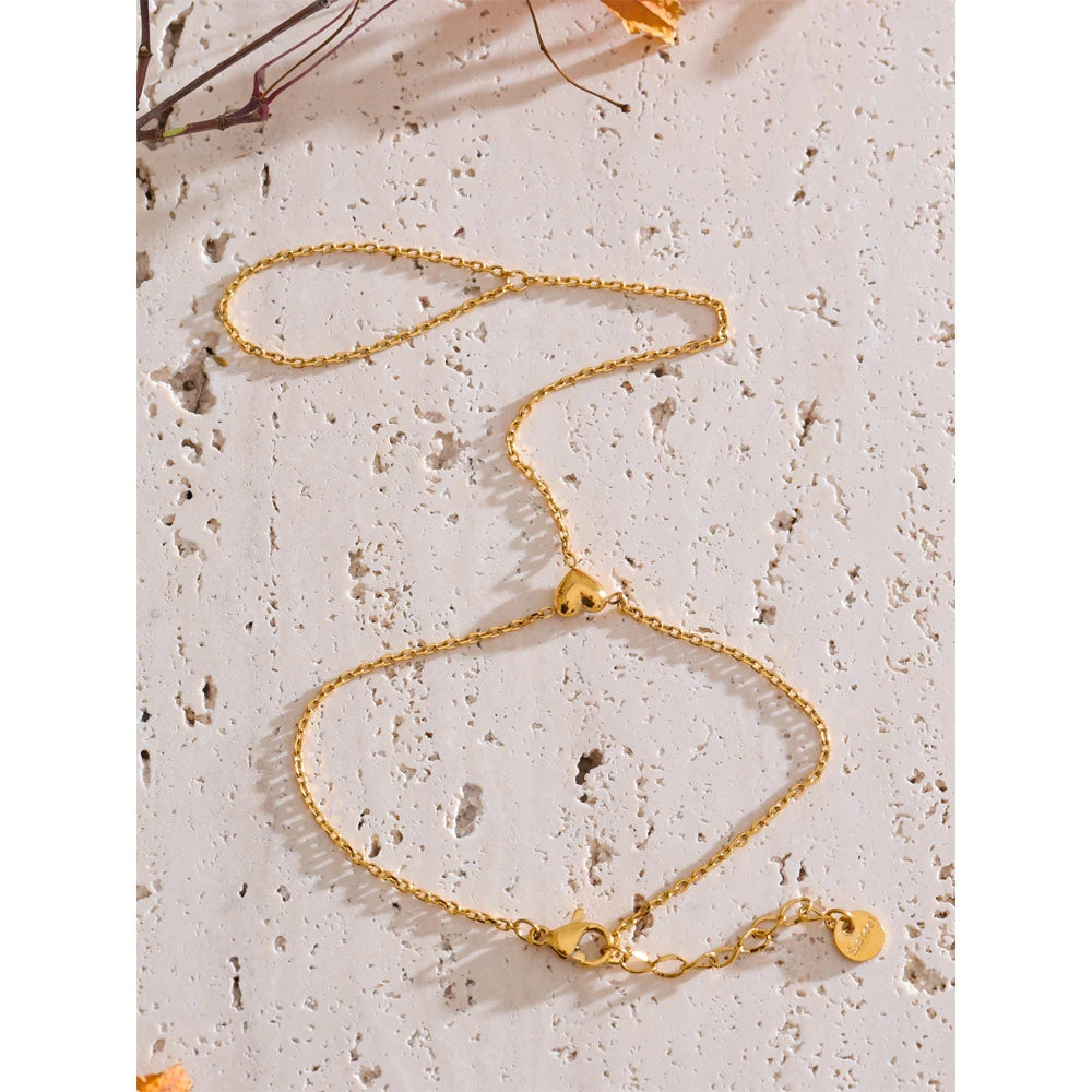 Pulseira de Coração com Corrente e Anel