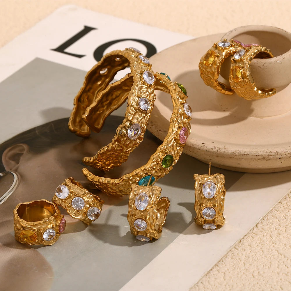 Conjuntos de Anéis Com pulseira Banhado a Ouro 18k