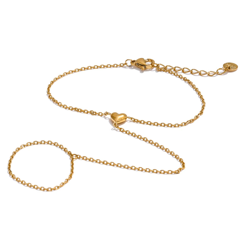 Pulseira de Coração com Corrente e Anel
