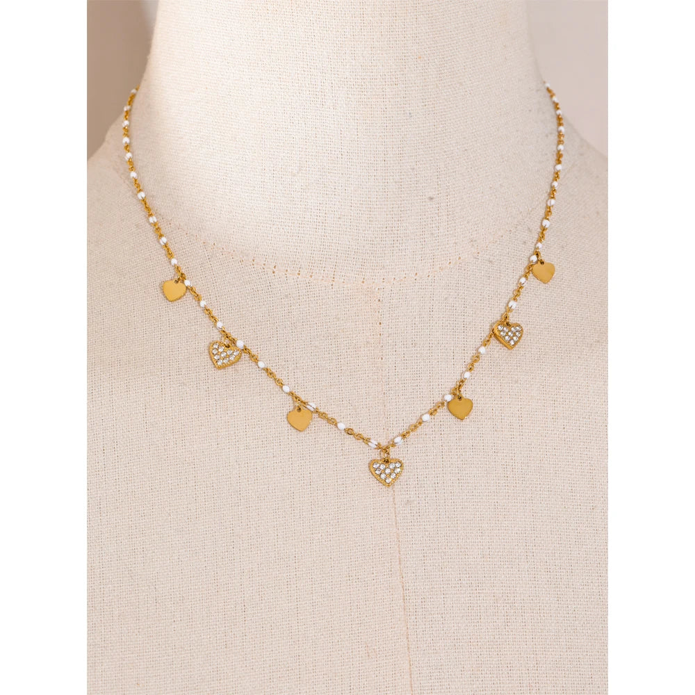 Colar de Coração com Zircônias Banhado a Ouro 18k
