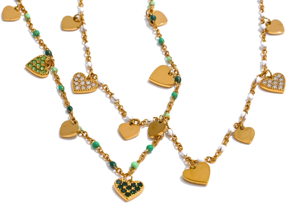 Colar de Coração com Zircônias Banhado a Ouro 18k