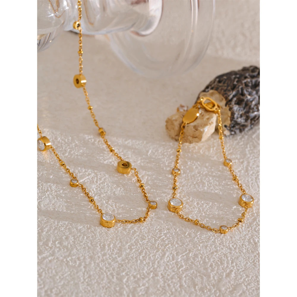 Conjunto de Colar e Pulseiras de Luxo Banhado a Ouro