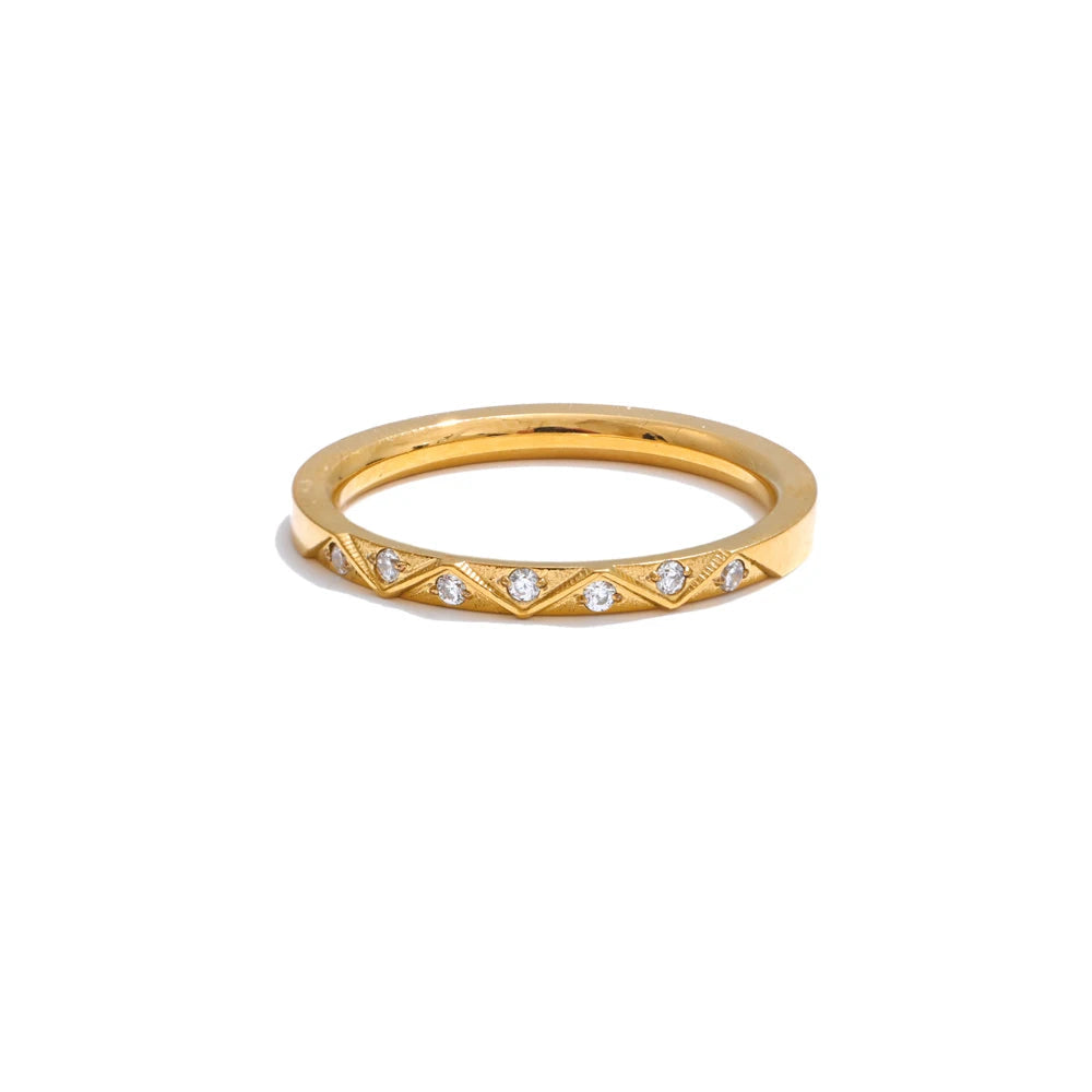 Anel Fino com Zircônia Banhada a Ouro 18k