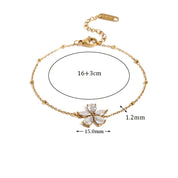 Pulseira de Flor de Zircônias, Banhada a Ouro