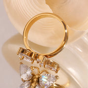 Anel de Borboleta com Zircônia de Ouro