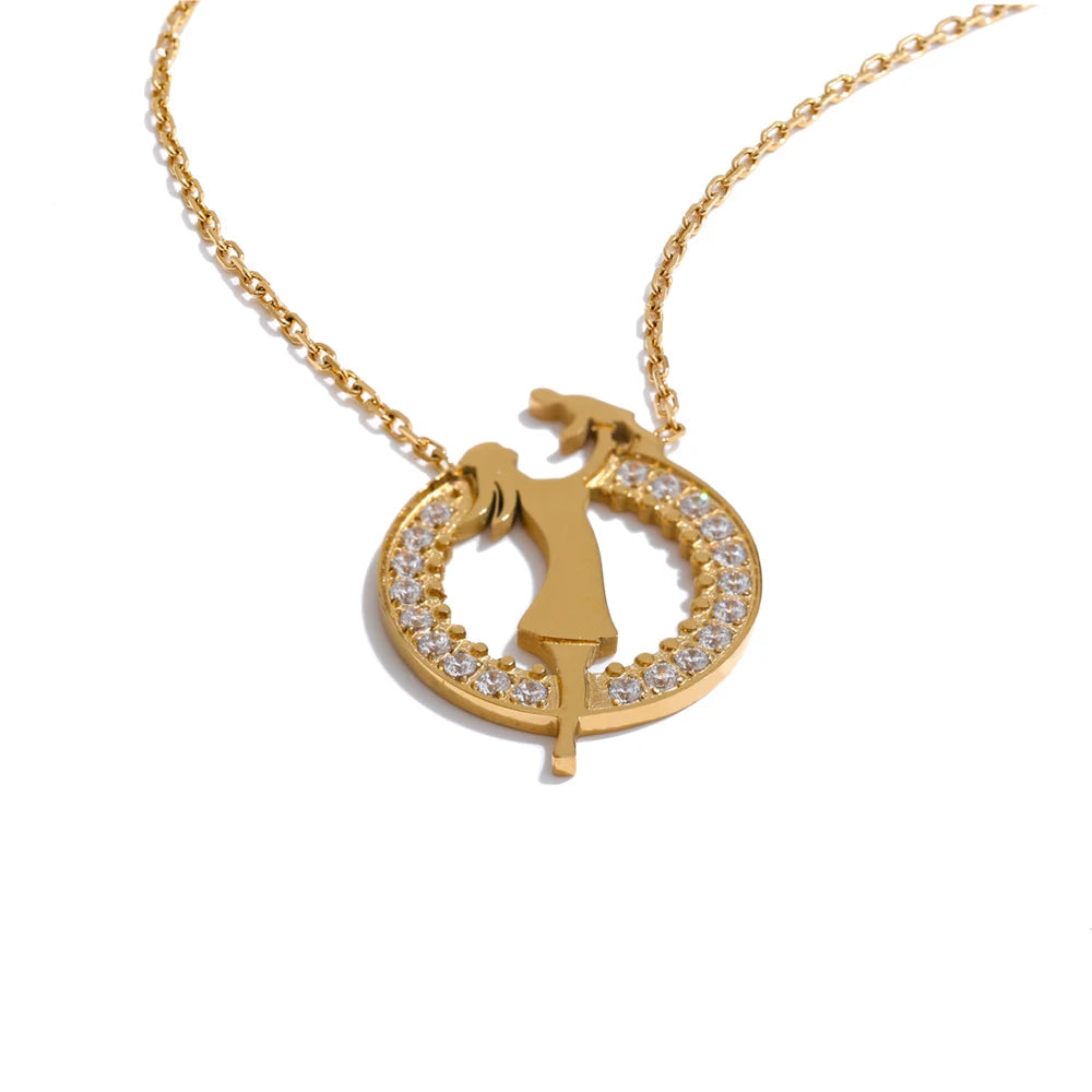 Colar Mãe e Filho Pingente Banhado a Ouro