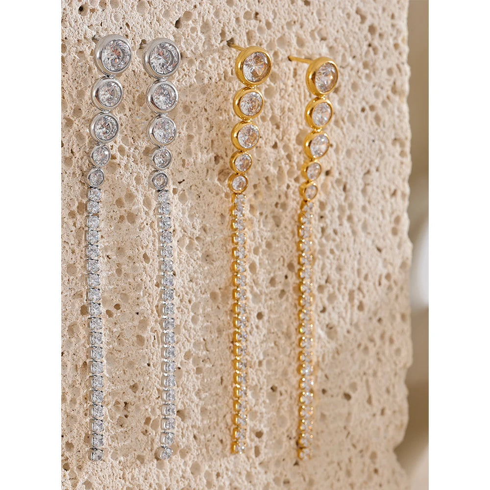 Brincos Longos com Corrente Banhado Ouro 18k