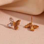 Brincos de Asas Com Zircônia Ouro