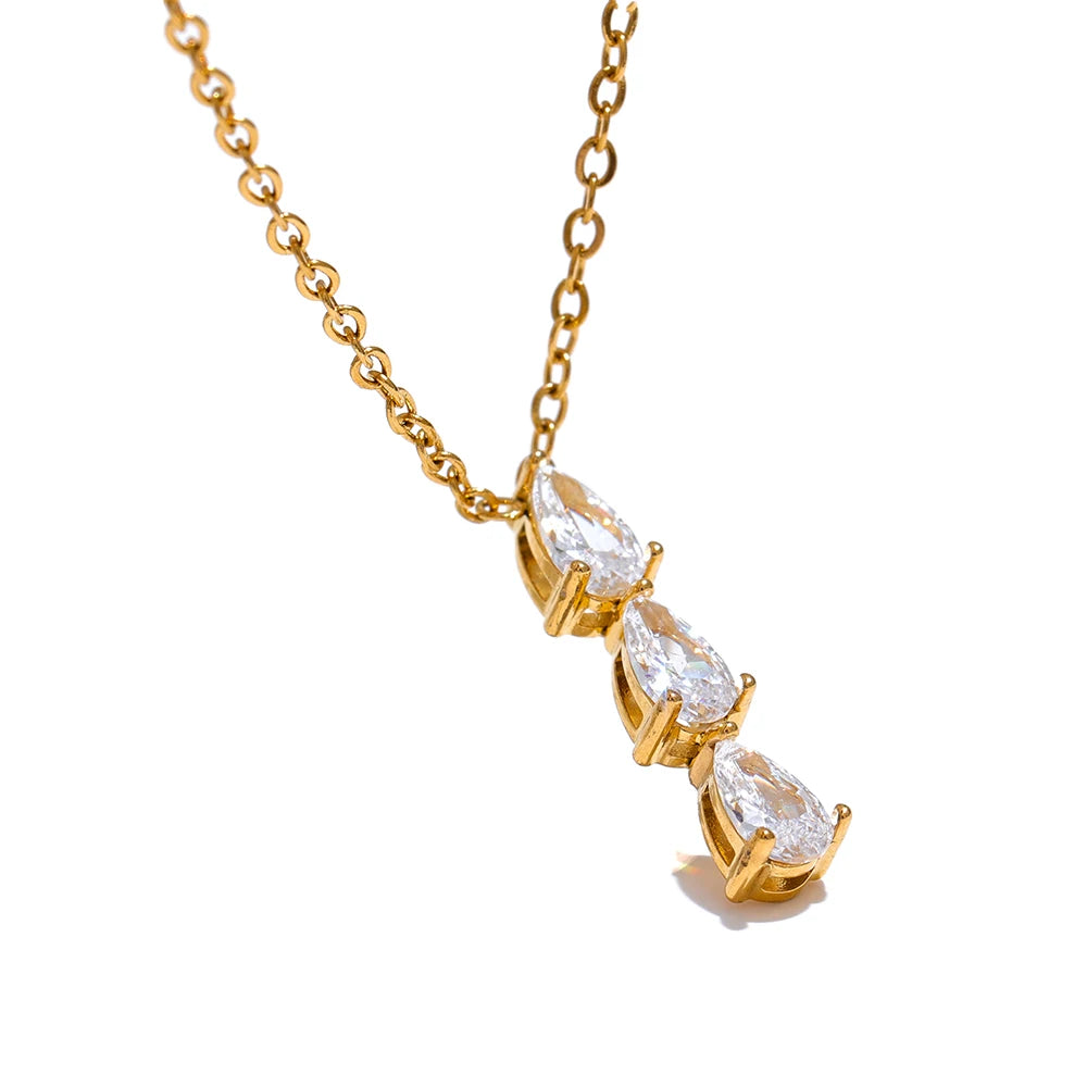 Colar com Pingente de Zircônia Banhado a Ouro 18k