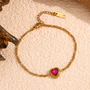 Pulseira de Rubi Romântica Banhado a Ouro